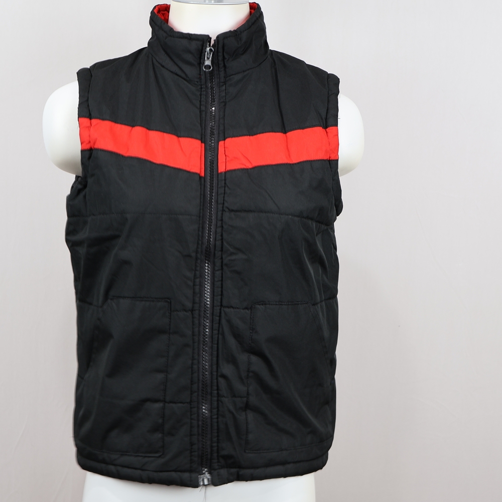 Men's Black and Red Puffer Vest